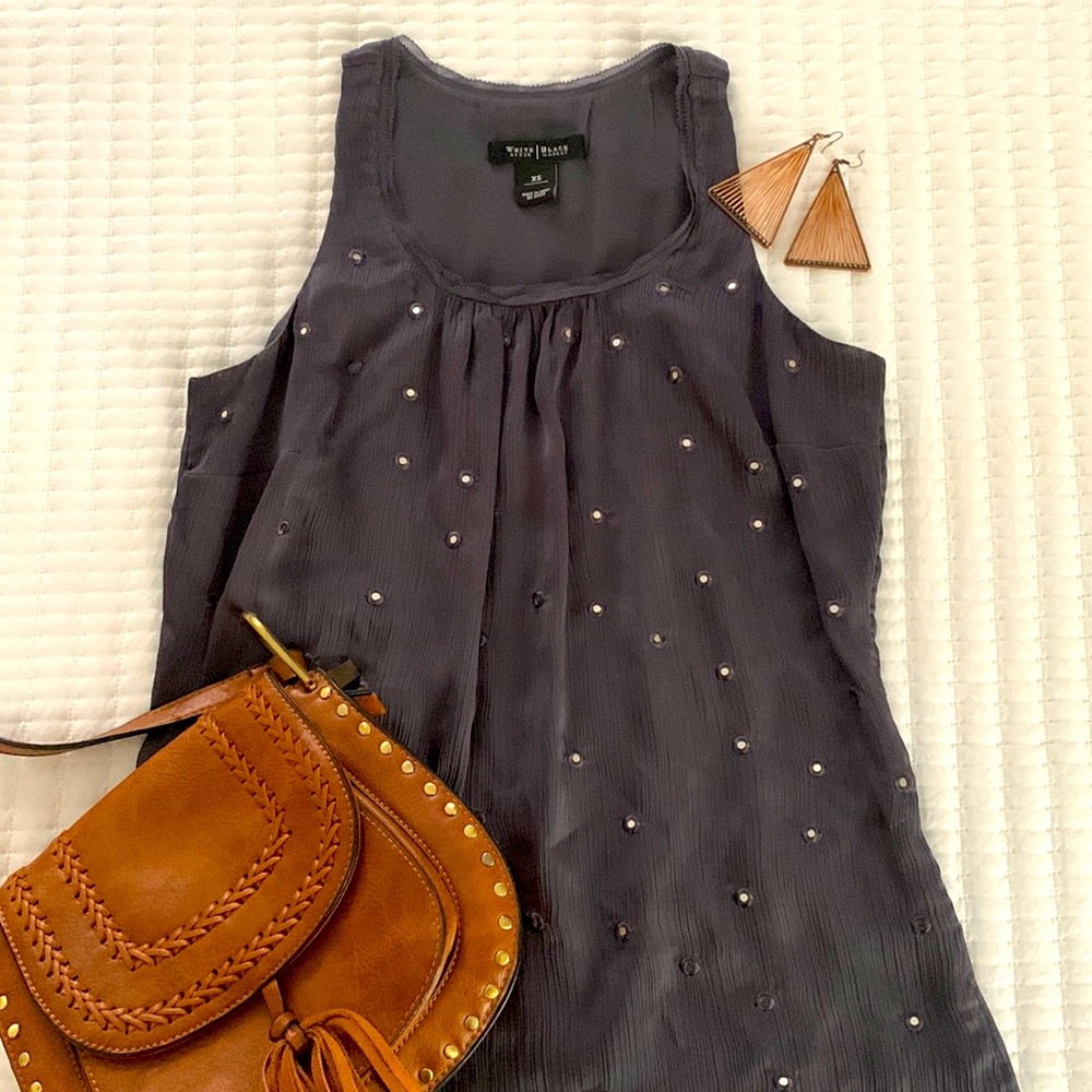 White House Black Market XS Sleeveless Blouse w/mirror sequins